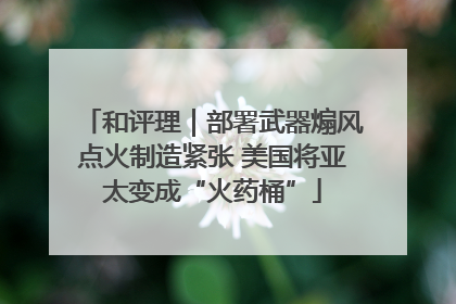 和评理｜部署武器煽风点火制造紧张 美国将亚太变成“火药桶”